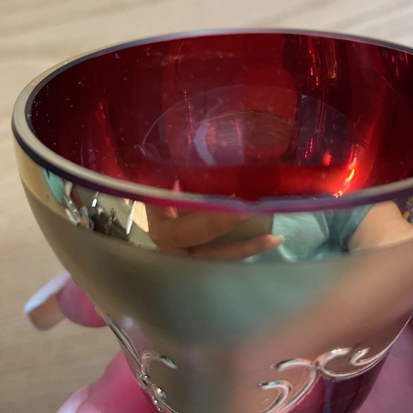 Bohemian Czech Ruby Red Gold Gilt Crystal Decanter & 4 Glasses Enamel Flowers - Picture 13 of 15